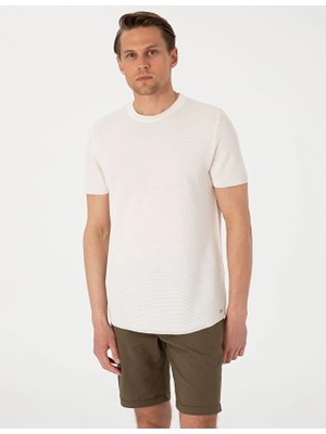 Pierre Cardin Slim Fit Kısa Kol Erkek Tişört 2118912 Ekru