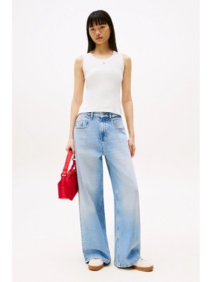 Tommy Jeans Kadın Tişört DW0DW20673 Beyaz