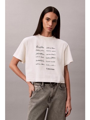 Calvin Klein Jeans Kadın Tişört LV047F823G Beyaz