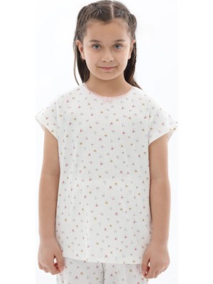 Funfair Regular Fit Bisiklet Yaka Düz Paça Kız Çocuk Pijama Takımı 261KC503SV Ekru