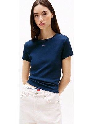 Tommy Jeans Kadın Tişört DW0DW17383 Mavi