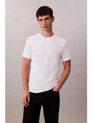 Calvin Klein Jeans Erkek Tişört LV04RD254G Beyaz