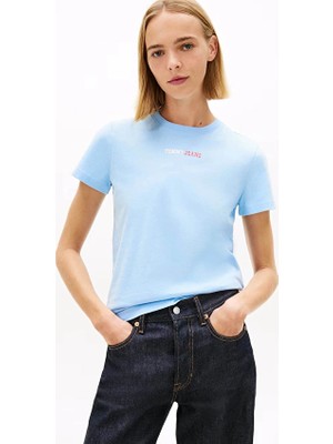 Tommy Jeans Kadın Tişört DW0DW22277 Mavi