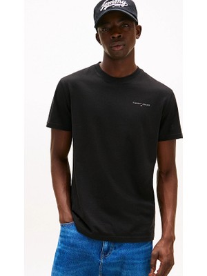 Tommy Jeans Slim Fit Erkek Tişört DM0DM21780 Siyah