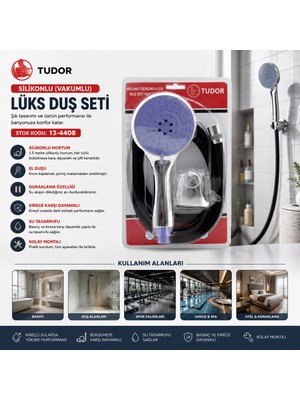 Go İthalat Milano Vakumlu - Silikon Lüks Duş Seti Duş Başlık=mix Silikon Hortum=1.5mt Mafsal=3 Kademe (5477)