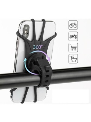 Go İthalat Universal Bisiklet Motosiklet Çocuk Arabası Silikon 360 Derece Telefon Tutucu Tüm Modellerle Uyumlu (5477)