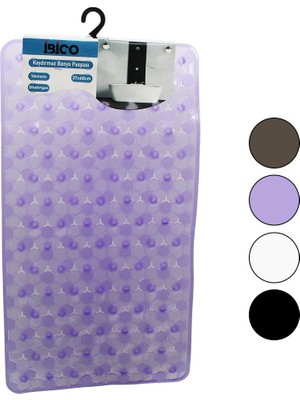 Go İthalat Dikdörtgen - Lüx Pvc Petek Desen - Şeffaf-Buzlu 98PCS Vantuz Kaydırmaz Banyo - Küvet Paspas 37X68CM (5477)