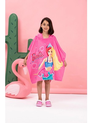 Özdilek Barbie Sea Lisanslı Kadife Çocuk Panço 4/9 Yaş