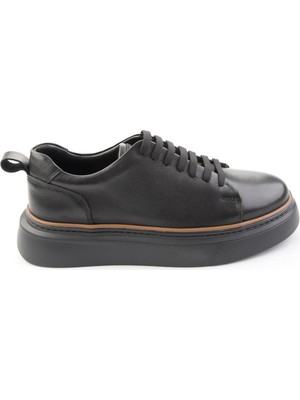 Bambi Siyah Hakiki Deri Erkek Sneaker E01811300503