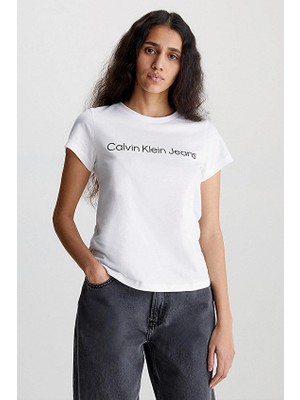 Calvin Klein Jeans Kadın Tişört J20J220253 Beyaz