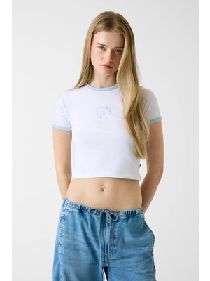 Guess Jeans Kadın Tişört W6RI16J1314 Beyaz