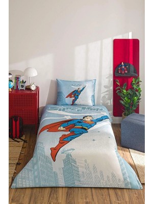 Özdilek Superman Hero Tek Kişilik Lisanslı Lastikli Çarşaf Çocuk Nevresim Takımı