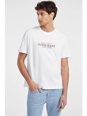 Guess Jeans Regular Fit Erkek Tişört M4YI42K8FQ4 Beyaz