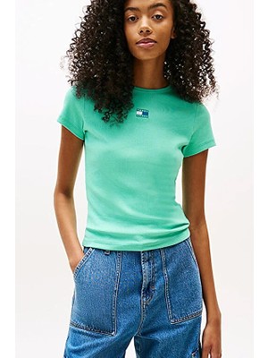 Tommy Jeans Kadın Tişört DW0DW17881 Zümrüt
