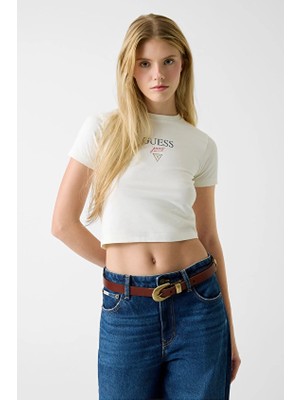Guess Jeans Kadın Tişört W6RI15J1314 Krem