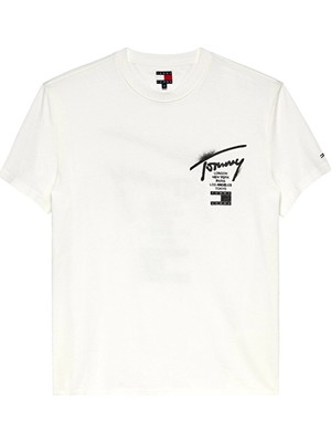 Tommy Jeans Erkek Tişört DM0DM22553 Beyaz