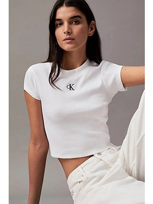 Calvin Klein Jeans Kadın Tişört J20J218337 Beyaz