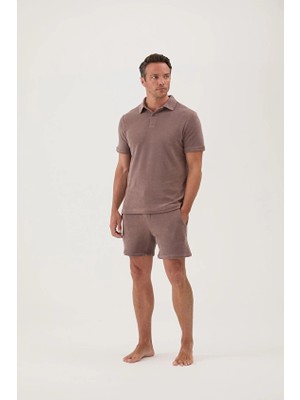 Cottons &amp; Clouds Regular Fit Kısa Kollu Erkek Basic Havlu Tişört CC5007 Vizon