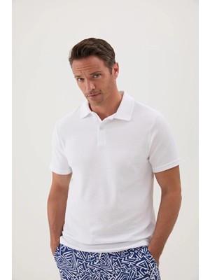 Cottons &amp; Clouds Regular Fit Kısa Kollu Erkek Basic Havlu Tişört CC5005 Beyaz