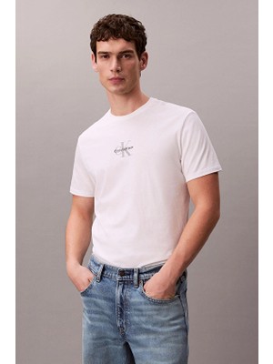 Calvin Klein Jeans Regular Fit Erkek Tişört LV04RB866G Açık Beyaz