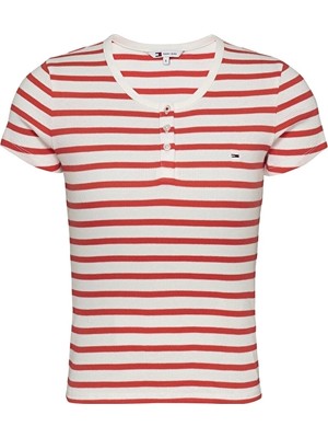 Tommy Jeans Kadın Tişört DW0DW19502 Beyaz