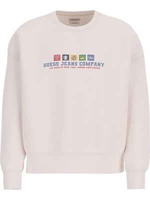 Guess Jeans Erkek Sweatshirt M5BQ23K9V31 Beyaz