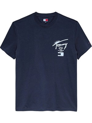 Tommy Jeans Erkek Tişört DM0DM22553 Mavi
