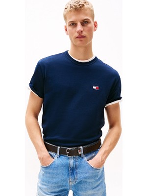 Tommy Jeans Erkek Tişört DM0DM20322 Koyu Mavi
