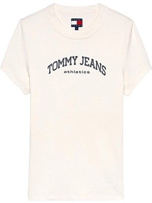 Tommy Jeans Kadın Tişört DW0DW22302 Beyaz