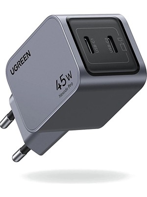 Ugreen Nexode Pro 45W Gan Hızlı Şarj Cihazı Type-C Qc Pd 2xusb-C Uzay Grisi 35008