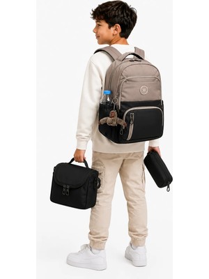 Bevitton ilk Okul Çantası 3'lü Seti Unisex Çocuk ilkokul Çantası 8010 Vizon-Siyah