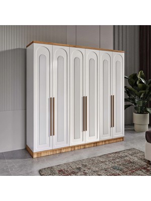 Macera Mobilya Flora 6 Kapaklı Komple Mdf Gardırop