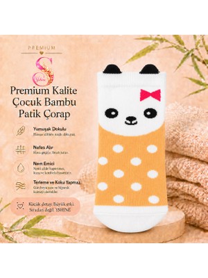Yshine 6’lı Çocuk Bambu Patik Çorap Kulaklı Hayvan Desenli Yumuşak Dokulu
