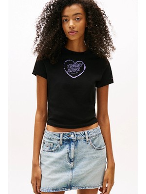 Tommy Jeans Kadın Tişört DW0DW21390 Siyah