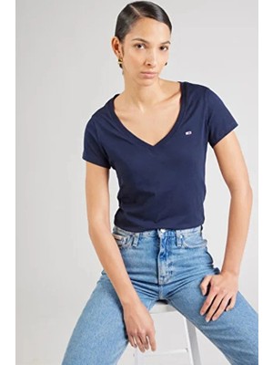 Tommy Jeans Kadın Tişört DW0DW20458 Lacivert