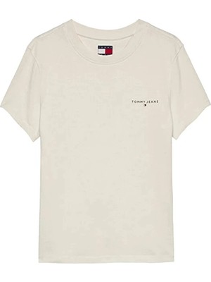 Tommy Jeans Kadın Tişört DW0DW21164 Krem