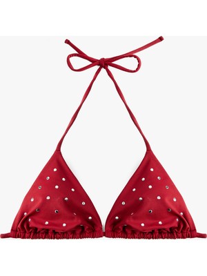 Koton Boyundan Bağlamalı Zımbalı Üçgen Bikini Üstü