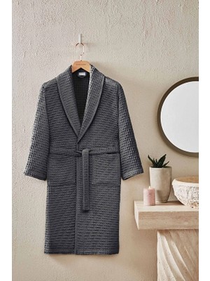 Cottons &amp; Clouds Waffle Diagonal Şal Yaka Bornoz