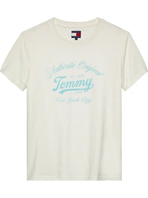 Tommy Jeans Kadın Tişört DW0DW21404 Beyaz