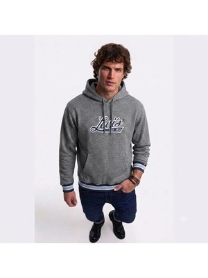 Levi's Pamuk Kapüşonlu Gri Varsity Hoodie