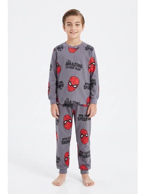 Bunny Hopp Erkek Çocuk Uzun Kollu Pijama Takımı %100 Pamuk Kırmızı Maske Desenli Penye