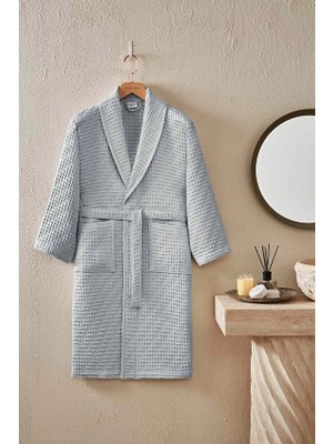 Cottons &amp; Clouds Waffle Diagonal Şal Yaka Bornoz