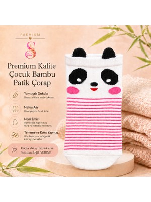 Yshine 3’lü Çocuk Bambu Patik Çorap Kulaklı Hayvan Desenli Yumuşak Dokulu