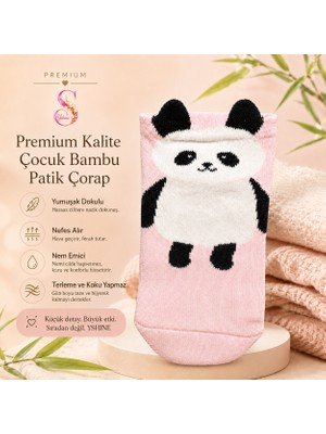 Yshine 3’lü Çocuk Bambu Patik Çorap Kulaklı Hayvan Desenli Yumuşak Dokulu