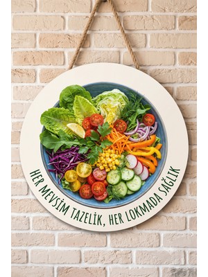 Mayeka Mevsim Salatası Temalı Restoranlar Cafeler Lokantalar Için Ahşap Duvar Kapı Dekoratif Süs Tablo