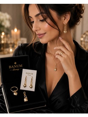 Banum Luxury Premium Lüks Yenı Moda Altın Tonlu 3lü Set