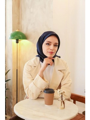 Alluring Ebruli Düz Renk Eşarp - Kristal-Lacivert