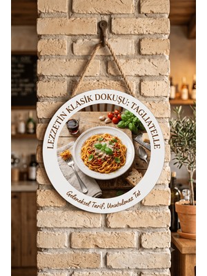 Mayeka Tagliatelli Makarna Temalı Restoranlar Cafeler Lokantalar Için Ahşap Duvar Kapı Dekoratif Süs Tablo