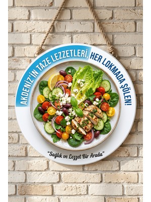 Mayeka Akdeniz Salatası 2 Temalı Restoranlar Cafeler Lokantalar Için Ahşap Duvar Kapı Dekoratif