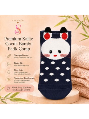 Yshine 3’lü Çocuk Bambu Patik Çorap Kulaklı Hayvan Desenli Yumuşak Dokulu